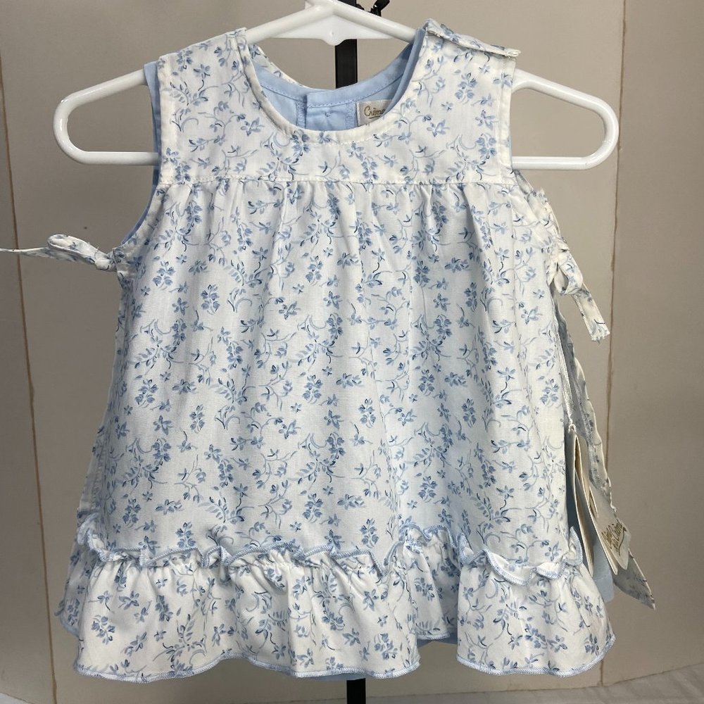 Creme' de la Creme' New Infant blue dress with apron size 3 months - Picture 1 of 8